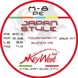 Key West Japan Style Tournament Super PE #0.3 250mt X-8 Multicolor 25mt